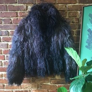 Shaggy purple tie dye Mongolian fur coat 🎆